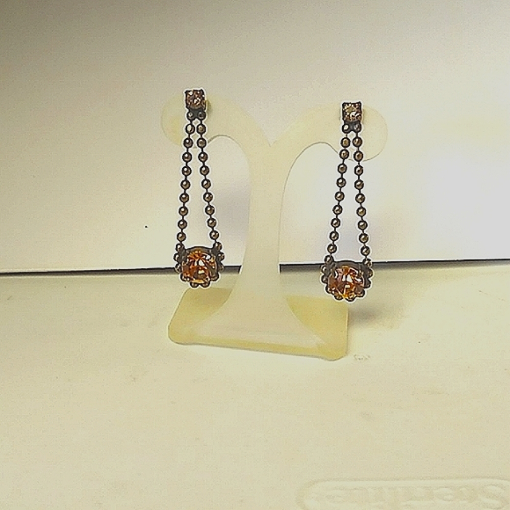 BallChain Cradle Swarovski EARRINGS Topaz